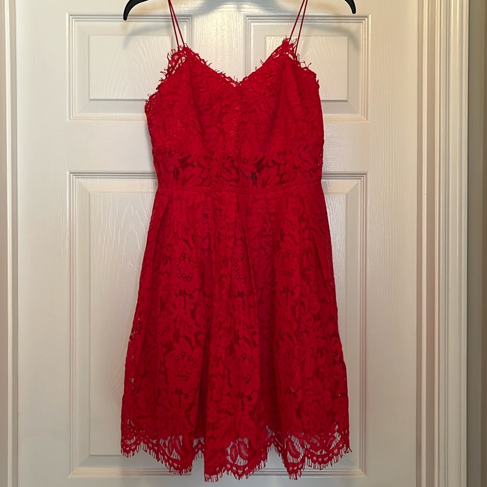 ASOS red lace red dress size 6.